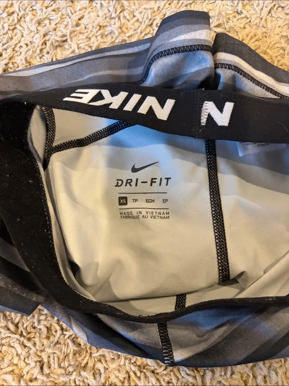 Nike Black and Gray Striped Compression Shorts